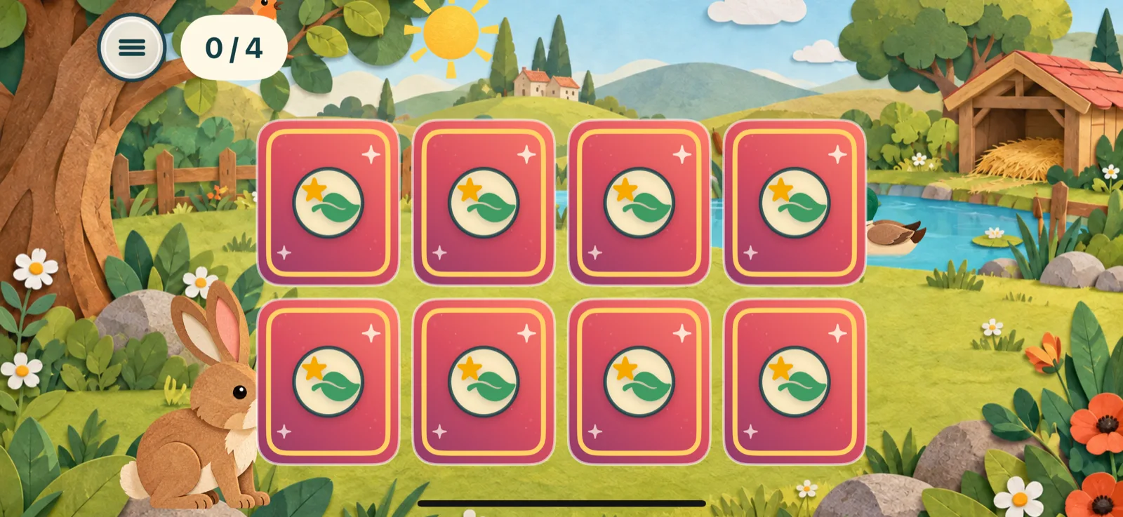 Pimoku Spielrunde mit acht verdeckten Karten